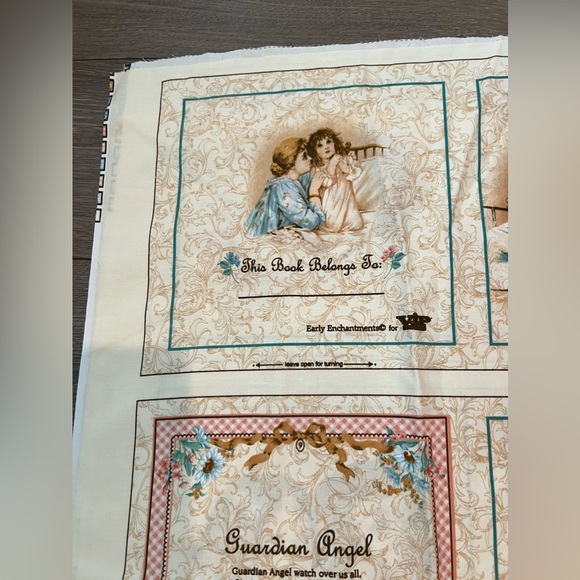 VTG Fabric Learning To Pray Victorian Children Cheat Quilt Squares 68”x44” - Picture 11 of 14